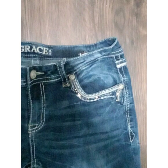 Grace In LA Bootcut Jeans Womens Size 30 Blue Bedazzled Embellished Sequin - Picture 5 of 14